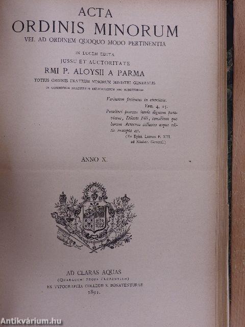 Acta Ordinis Minorum 1889-1891 (vegyes számok) (31 db)