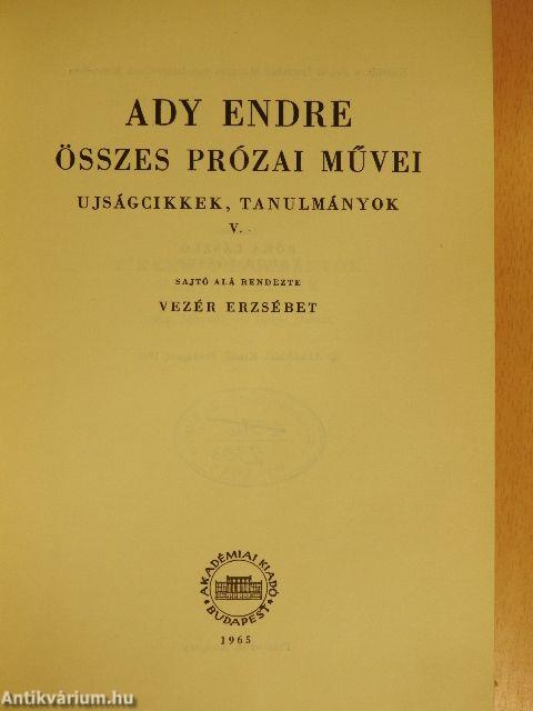 Ady Endre összes prózai művei V. (töredék)