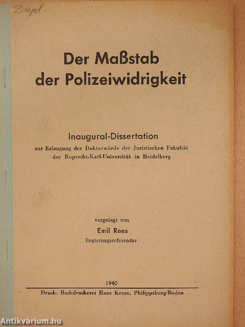 Der Maßstab der Polizeiwidrigkeit