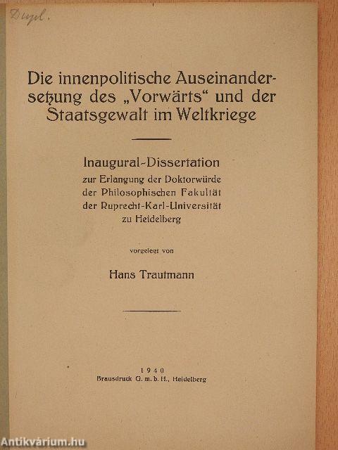 Die innenpolitische Auseinandersetzung des "Vorwärts" und der Staatsgewalt im Weltkriege