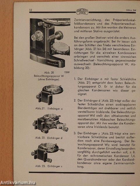 ZEISS - Beleuchtungsapparate und Kondensoren für Mikroskope