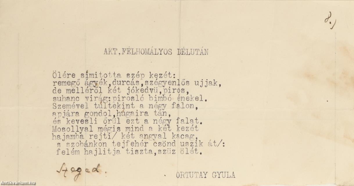 Ortutay Gyula két verse