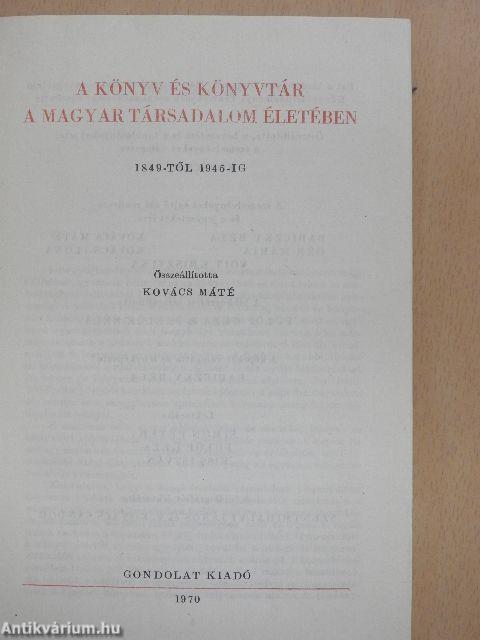 A könyv és könyvtár a magyar társadalom életében