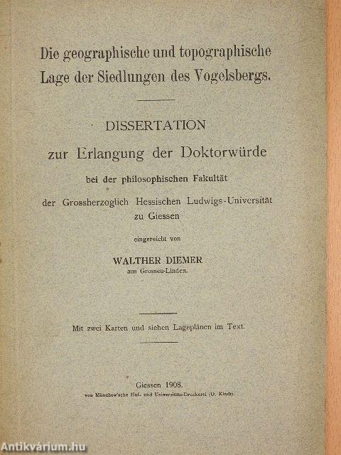 Die geographische und topographische Lage der Siedlungen des Vogelsbergs