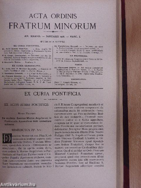 Acta Ordinis Fratrum Minorum Ianuarii-Decembris 1917-1918