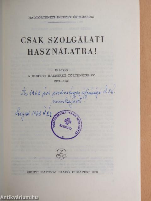 Csak szolgálati használatra!