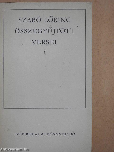 Szabó Lőrinc összegyűjtött versei I-II.