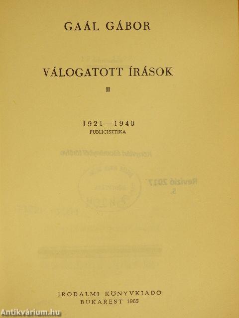 Válogatott írások II.