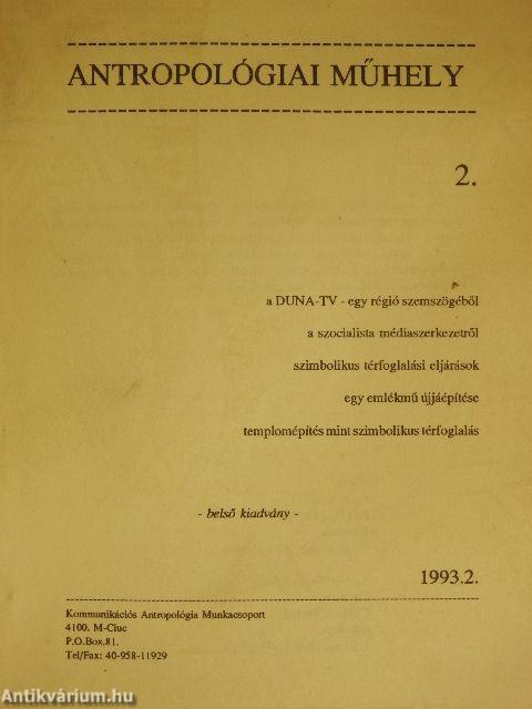 Antropológiai műhely 1993. 2.