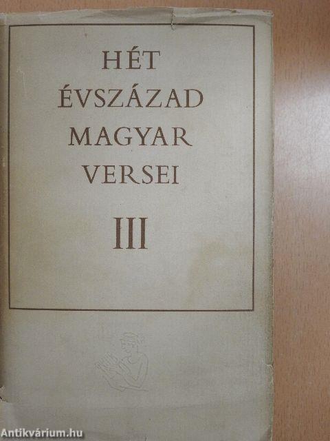 Hét évszázad magyar versei III. (töredék)