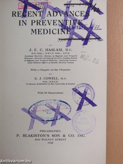 Recent Advances in Preventive Medicine