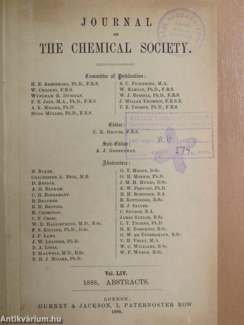 Journal of the Chemical Society 1888.