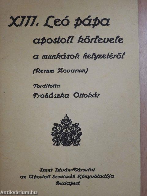 XIII. Leó pápa apostoli körlevele a munkások helyzetéről