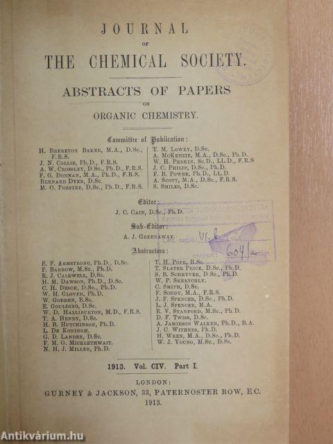 Journal of the Chemical Society 1913./I.