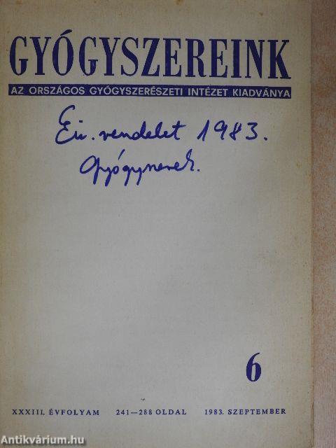 Gyógyszereink 1983. szeptember