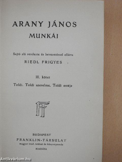 Arany János munkái III.