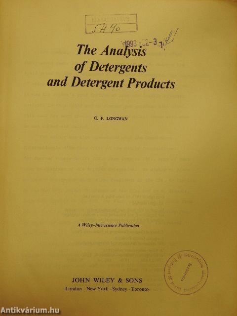 The Analysis of Detergents and Detergent Products