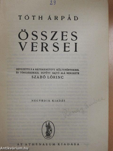 Tóth Árpád összes versei