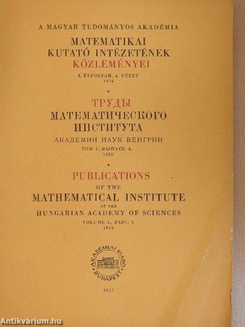 A Magyar Tudományos Akadémia Matematikai Kutató Intézetének Közleményei