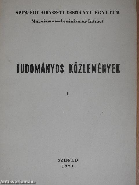 Tudományos közlemények I. 