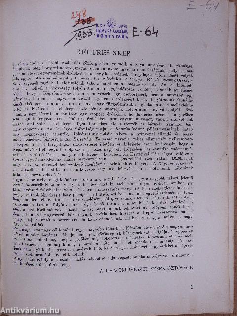 Képzőművészet 1934. (nem teljes évfolyam)