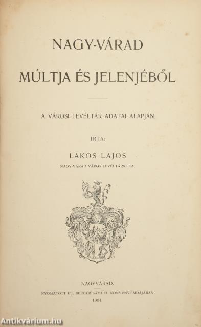 Nagy-Várad múltja és jelenjéből
