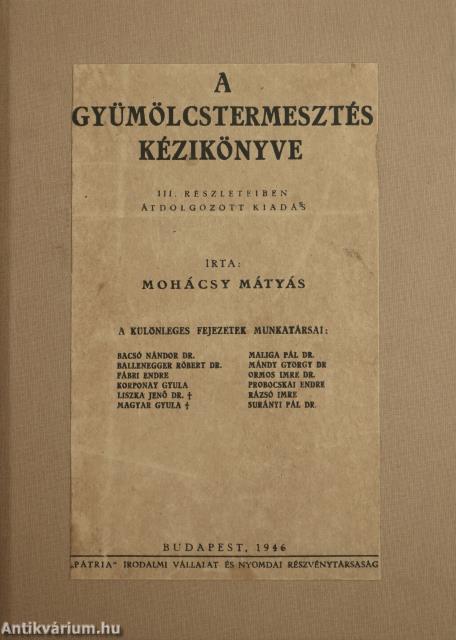 A gyümölcstermesztés kézikönyve