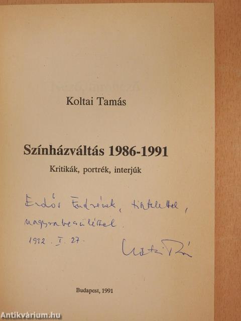 Színházváltás 1986-1991 (dedikált példány)