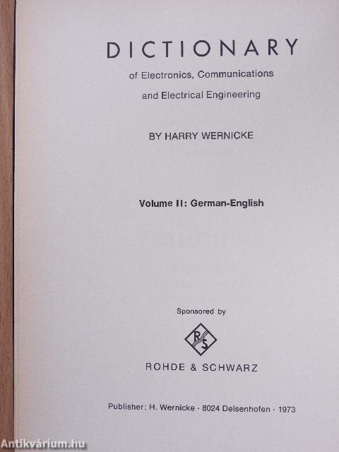 Dictionary of Electronics, Communications and Electrical Engineering II.