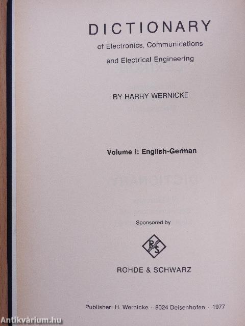 Dictionary of Electronics, Communications and Electrical Engineering I.