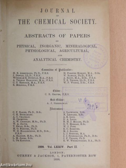 Journal of the Chemical Society 1898/II.