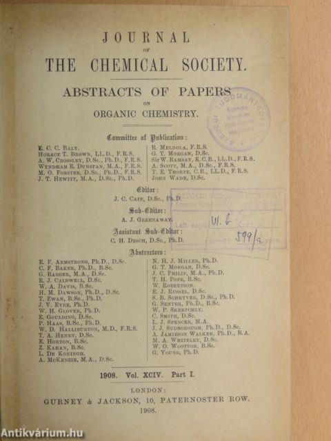 Journal of the Chemical Society 1908/I.