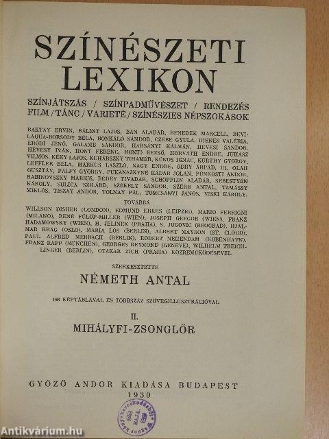 Színészeti lexikon II. (töredék)