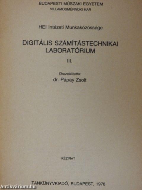 Digitális számítástechnikai laboratórium III.