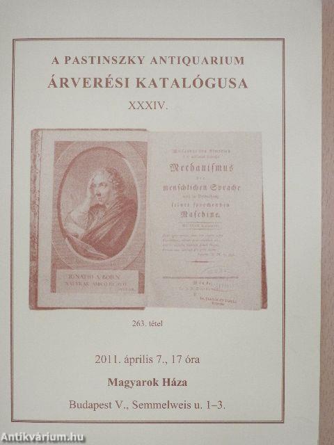A Pastinszky Antiquarium árverési katalógusa XXXIV.