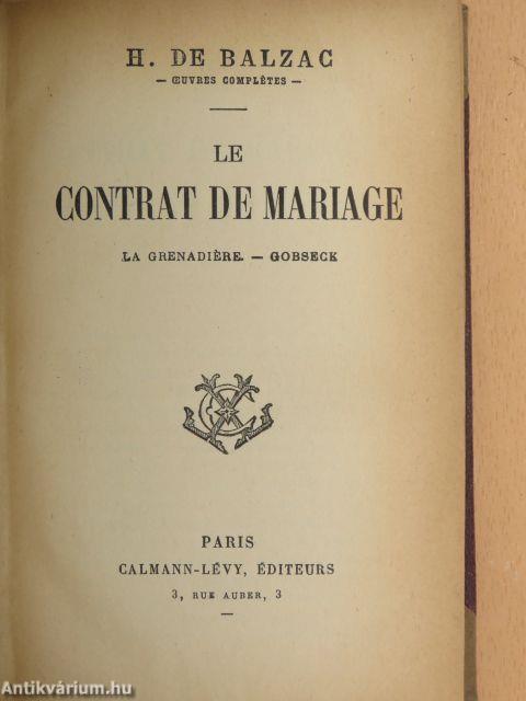 Le contrat de mariage