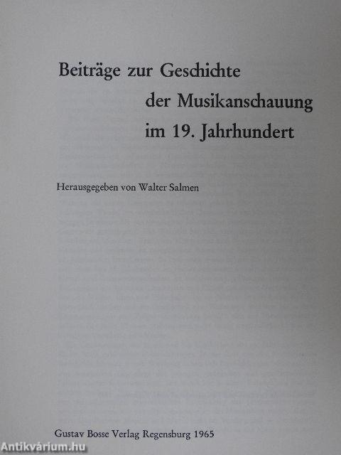 Beiträge zur Geschichte der Musikanschauung im 19. Jahrhundert