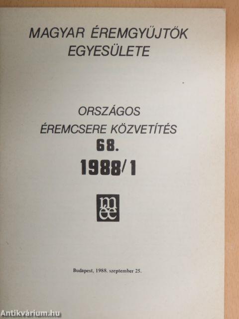 Magyar Éremgyűjtők Egyesülete Országos éremcsere közvetítés 1988/1