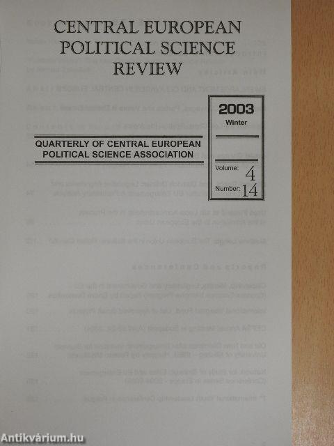 Central European Political Science Review Winter 2003.