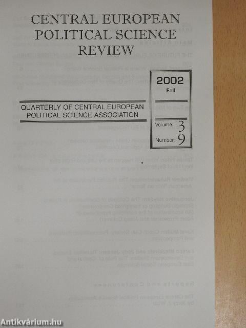 Central European Political Science Review Fall 2002.