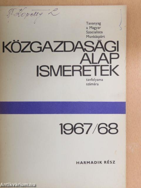 Közgazdasági alapismeretek 1967/68 III.