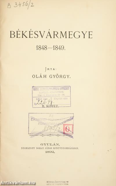 Békésvármegye I-II.