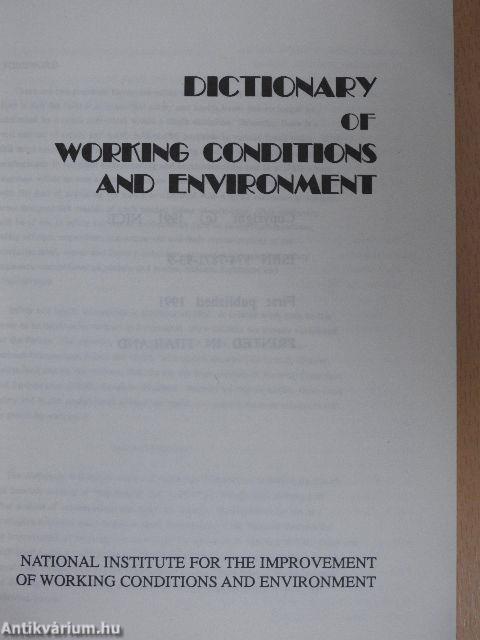 Dictionary of Working Conditions and Environment