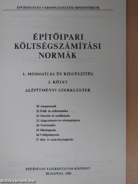 Építőipari költségszámítási normák 2.