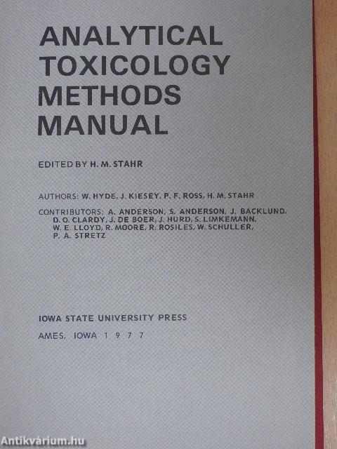 Analytical Toxicology Methods Manual