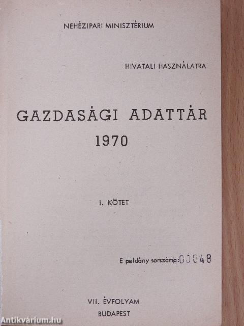 Gazdasági adattár 1970. I-II.