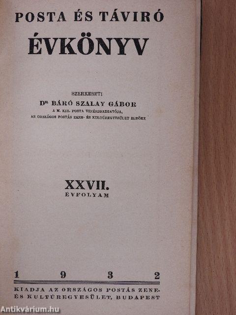 Posta és táviró évkönyv 1932.