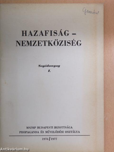 Hazafiság-Nemzetköziség I.