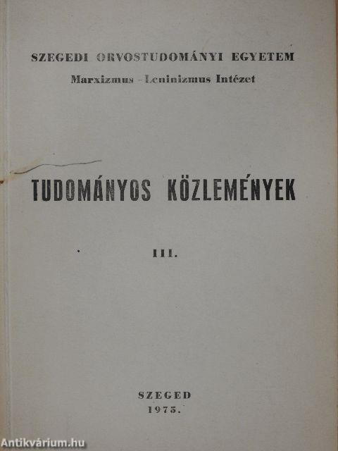 Tudományos Közlemények III.