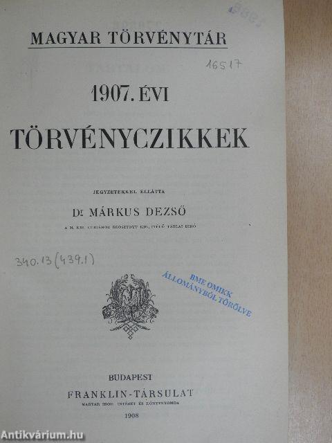 1907. évi törvényczikkek